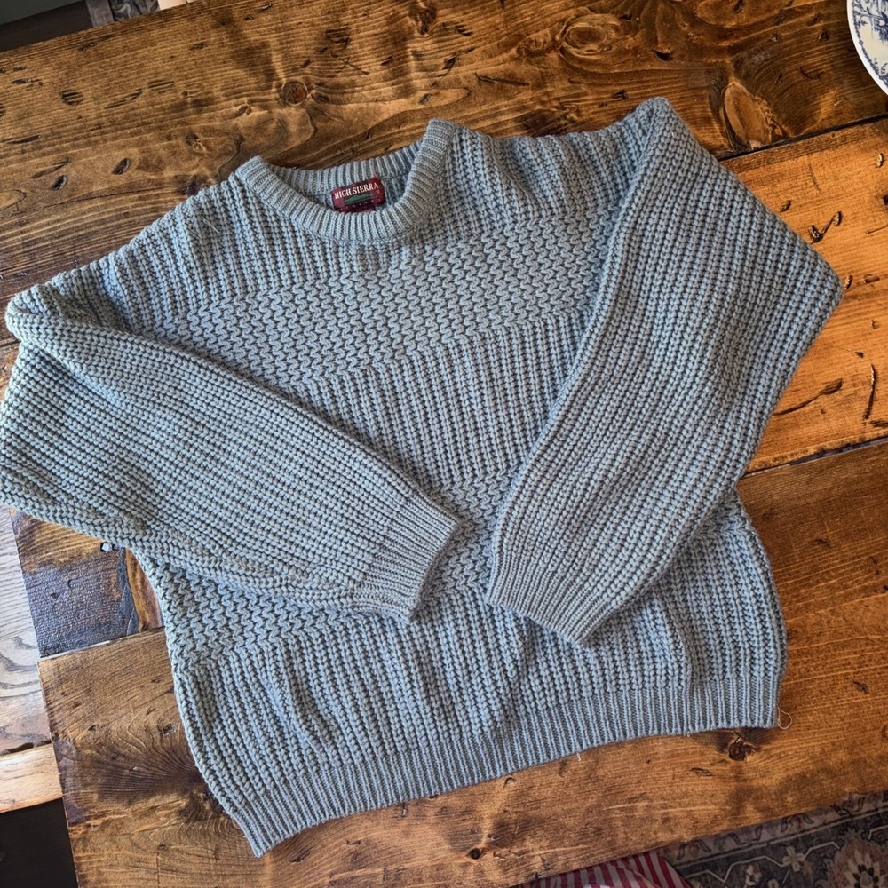 Vintage High Sierra 2 Toned Cropped Retro Pullover Knit Cozy Sweater XL